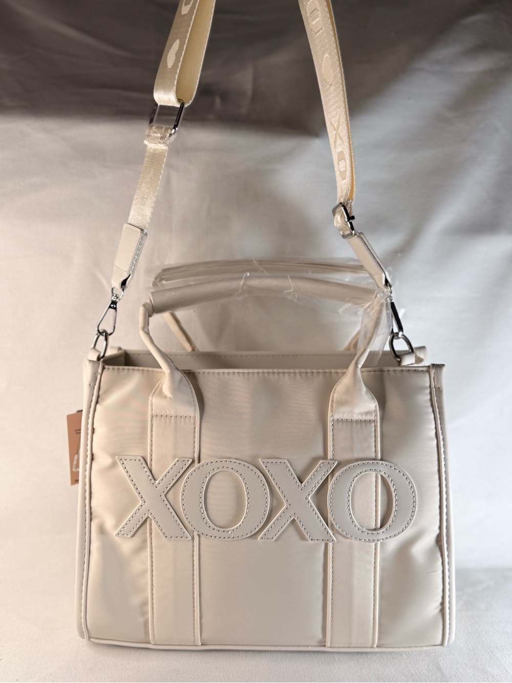 XOXO Cream Quilted Tote with Detachable Logo Strap